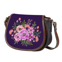 Load image into Gallery viewer, Ti Amo I love you - Exclusive Brand - Deep Violet - Floral Bouquet - Saddle Bag
