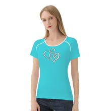 Load image into Gallery viewer, TI Amo I love you - Exclusive Brand - Picton Blue - Double White Heart - Women&#39;s T shirt
