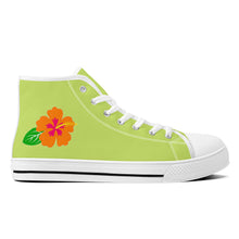 Load image into Gallery viewer, Ti Amo I love you - Exclusive Brand - Hawaiian Flower - Womens High-Top Canvas Shoes - White Soles
