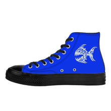 Load image into Gallery viewer, Ti Amo I love you - Exclusive Brand  - Blue Blue Eyes - Angry Fish - High Top Canvas Shoes - Black  Soles
