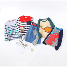 Load image into Gallery viewer, Toddler / Kids - Boys - Cotton Striped &amp;Patchwork Animal Baby  Long Sleeve T-Shirts - Sizes 2T -Kids 10
