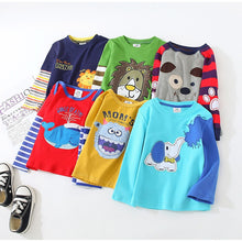 Load image into Gallery viewer, Toddler / Kids - Boys - Cotton Striped &amp;Patchwork Animal Baby  Long Sleeve T-Shirts - Sizes 2T -Kids 10
