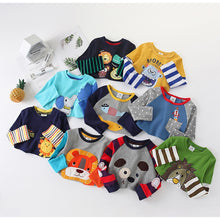 Load image into Gallery viewer, Toddler / Kids - Boys - Cotton Striped &amp;Patchwork Animal Baby  Long Sleeve T-Shirts - Sizes 2T -Kids 10
