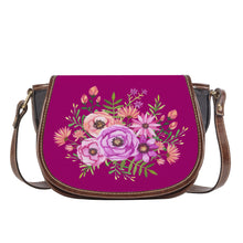 Load image into Gallery viewer, Ti Amo I love you - Exclusive Brand - Red Violet - Floral Bouquet - Saddle Bag
