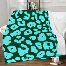 Load image into Gallery viewer, Ti Amo I love you - Exclusive Brand - Kaitoke Green &amp; Aquamarine Animal Print - Micro Fleece Blankets
