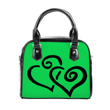 Load image into Gallery viewer, Ti Amo I love you - Exclusive Brand - Malachite Green - Double Black Heart -  Shoulder Handbag
