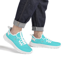 Load image into Gallery viewer, Ti Amo I love you - Exclusive Brand - Medium Turquoise Blue -  Double Heart - Womens Mesh Knit Shoes - White Soles
