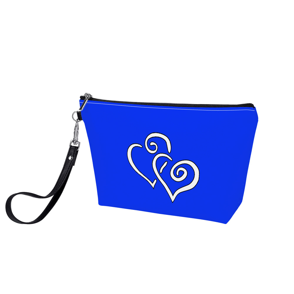 Ti Amo I love you- Exclusive Brand  - Blue Blue Eyes - Double White Heart - Sling Cosmetic Bag