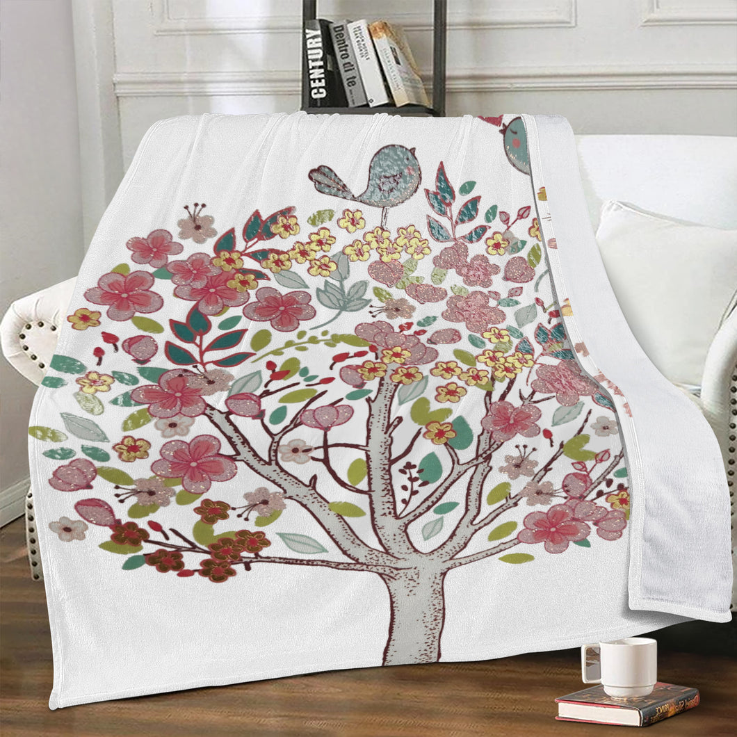 Ti Amo I love you - Exclusive Brand  - Colorful Tree with Birds - Micro Fleece Blankets