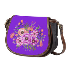 Load image into Gallery viewer, Ti Amo I love you - Exclusive Brand - Blue Violet - Floral Bouquet - Saddle Bag
