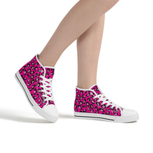 Load image into Gallery viewer, Ti Amo I love you  - Exclusive Brand  - Hollywood Cerise Leopard - High-Top Canvas Shoes - White Soles
