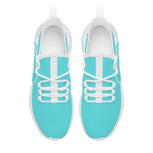 Load image into Gallery viewer, Ti Amo I love you - Exclusive Brand - Medium Turquoise Blue -  Double Heart - Womens Mesh Knit Shoes - White Soles
