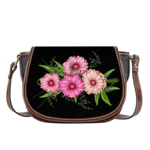 Load image into Gallery viewer, Ti Amo I love you - Exclusive Brand - Black - Pink Floral - Saddle Bag
