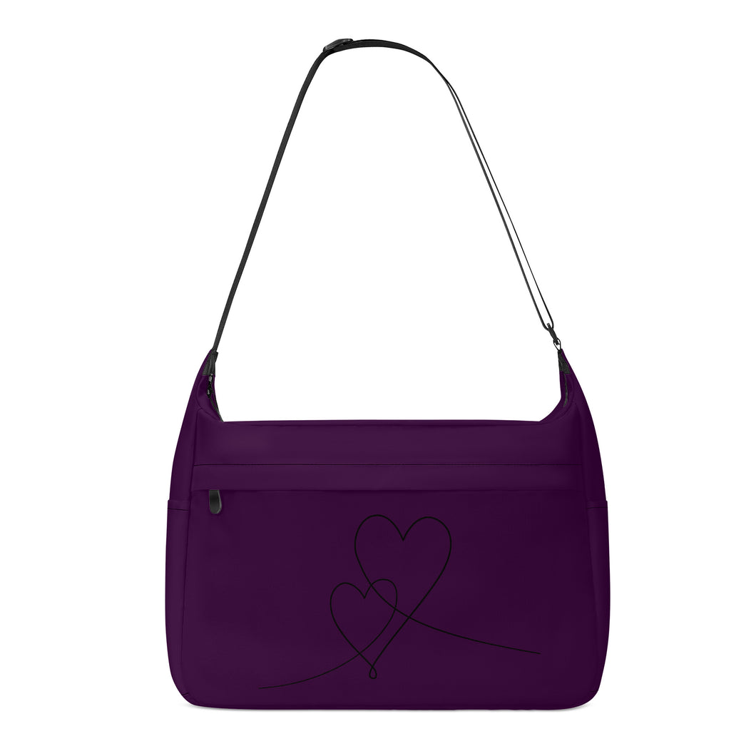 Ti Amo I love you - Exclusive Brand - Dark Egglant  Purple - Double Script Heart - Journey Computer Shoulder Bag