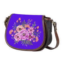 Load image into Gallery viewer, Ti Amo I love you - Exclusive Brand - Dark Purple - Floral Bouquet - Saddle Bag
