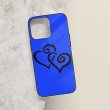 Load image into Gallery viewer, Ti Amo I love you - Exclusive Brand  - Blue Blue Eyes -Double Black Heart -  iPhone 14 Glass Case (3 cameras)
