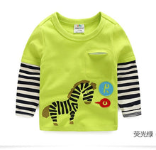 Load image into Gallery viewer, Toddler / Kids - Boys - Cotton Striped &amp;Patchwork Animal Baby  Long Sleeve T-Shirts - Sizes 2T -Kids 10
