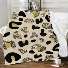 Load image into Gallery viewer, Ti Amo I love you - Exclusive Brand - Vanilla with Driftwood &amp; Gold Leopard Spots - Micro Fleece Blankets
