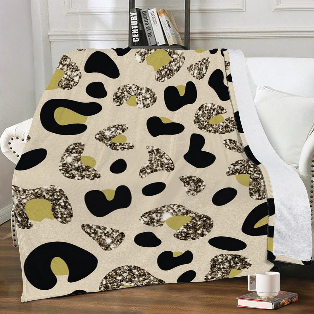 Ti Amo I love you - Exclusive Brand - Vanilla with Driftwood & Gold Leopard Spots - Micro Fleece Blankets