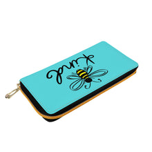 Load image into Gallery viewer, Ti Amo I love you - Exclusive Brand  - Medium Turquoise Blue - Bee Kind - Zipper Purse Clutch Bag
