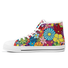 Load image into Gallery viewer, Ti Amo I love you - Exclusive Brand - Colorful Flowers - High-Top Canvas Shoes - White Soles
