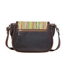 Load image into Gallery viewer, Ti Amo I love you - Exclusive Brand - Tacha &amp; Olive Green Striped Pattern - Saddle Bag
