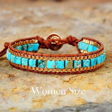 Load image into Gallery viewer, Womens / Mens -  Wrap Bracelets Turquise Stones Gold Chain Woven Wrap Bracelet Bohemian Statement Jewelry
