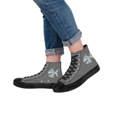 Load image into Gallery viewer, Ti Amo I love you - Exclusive Brand - Dove Gray - Angry Fish - High Top Canvas Shoes - Black  Soles
