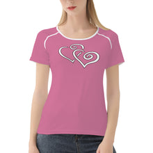 Load image into Gallery viewer, TI Amo I love you - Exclusive Brand - Charm - Double White Heart - Women&#39;s T shirt - Sizes XS-2XL
