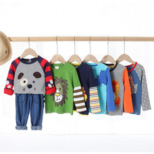 Load image into Gallery viewer, Toddler / Kids - Boys - Cotton Striped &amp;Patchwork Animal Baby  Long Sleeve T-Shirts - Sizes 2T -Kids 10
