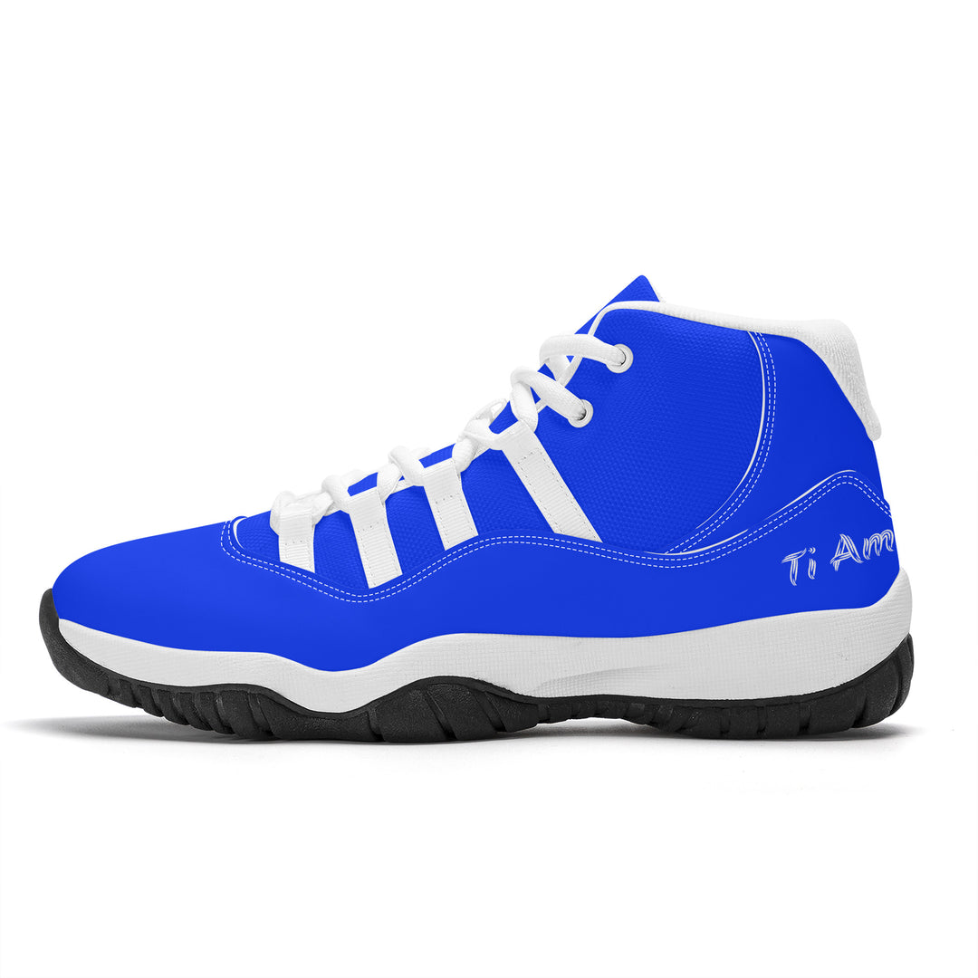 Ti Amo I love you - Exclusive Brand - Blue Blue Eyes - White Lettering - High Top Air Retro Sneakers - White