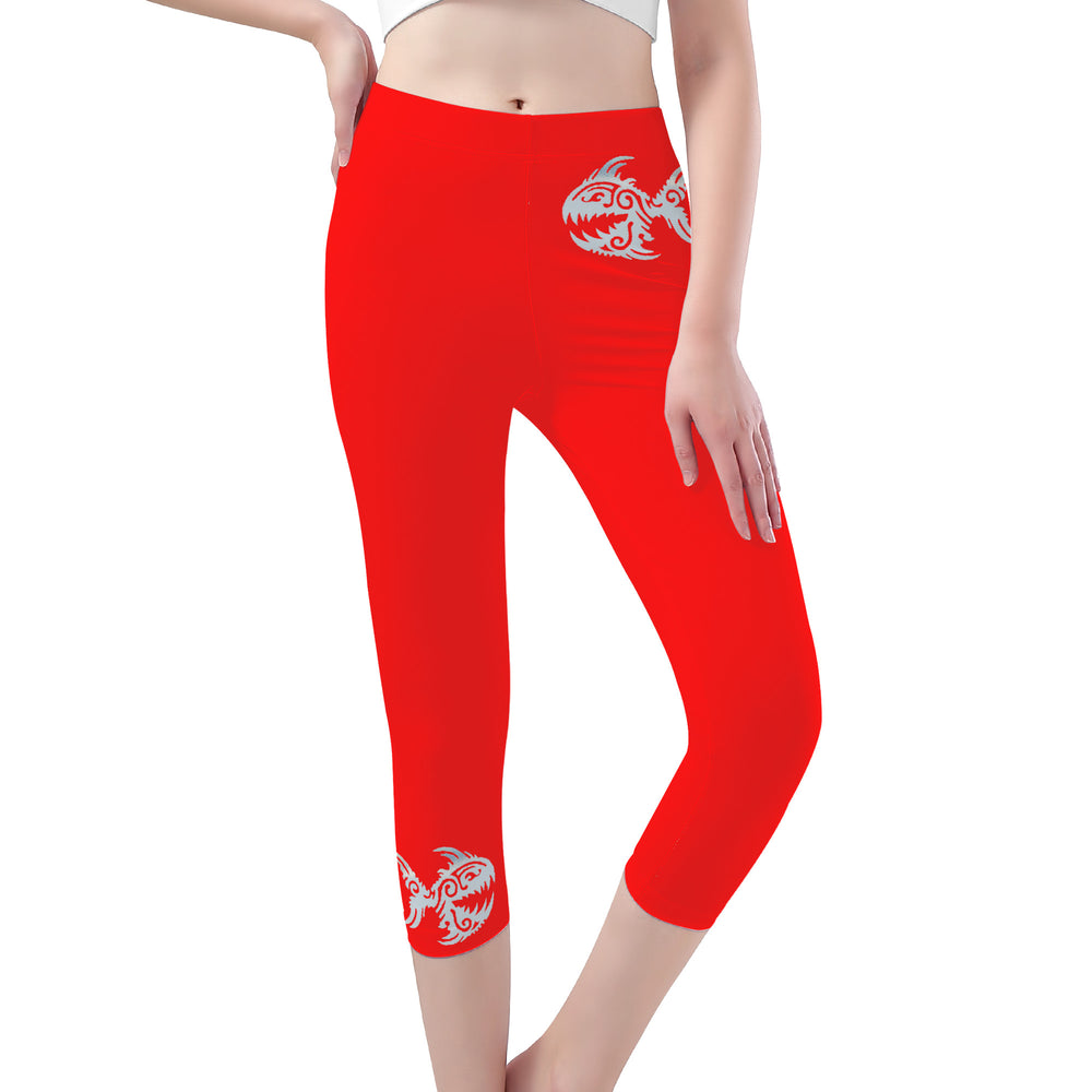 Ti Amo I love you -  Exclusive Brand  - Red - Womens / Teen Girls  / Womens Plus Size  - Angry Fish - Capri Yoga Leggings - Sizes XS-3XL