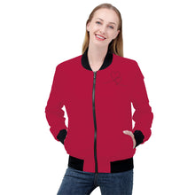 Load image into Gallery viewer, Ti Amo I love you - Exclusive Brand - Cardinal -  Double Script Heart - Women&#39;s Bomber Jacket
