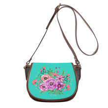 Load image into Gallery viewer, Ti Amo I love you - Exclusive Brand - Turquoise 2 - Floral Bouquet - Saddle Bag
