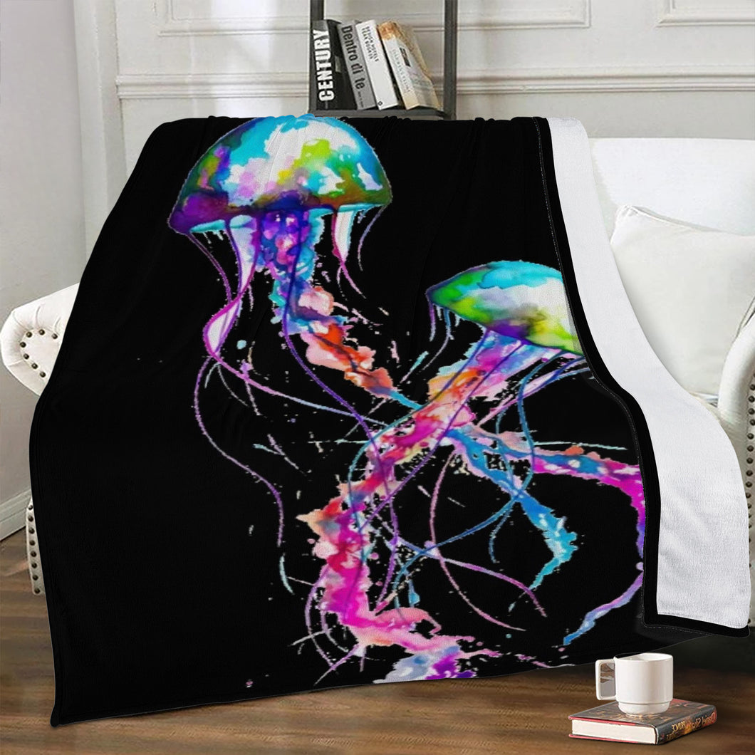 Ti Amo I love you - Exclusive Brand - Black - Jellyfish - Micro Fleece Blankets