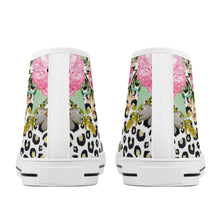 Load image into Gallery viewer, Ti Amo I love you  - Exclusive Brand  - Leopard &amp; Flowers - High-Top Canvas Shoes - White
