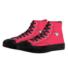 Load image into Gallery viewer, Ti Amo I love you - Exclusive Brand - Radical Red - Paper Airplane - High Top Canvas Shoes - Black Soles
