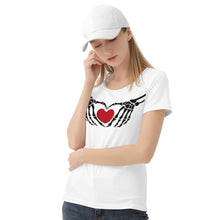 Load image into Gallery viewer, Ti Amo I love you - Exclusive Brand  - White - Skeleton Hands with Heart  -Women&#39;s T shirt - Sizes XS-2XL
