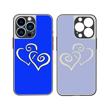 Load image into Gallery viewer, Ti Amo I love you - Exclusive Brand - Blue Blue Eyes - Double White Heart -  iPhone 13 Matte Back with Soft Texture Edge Case (3 cameras)
