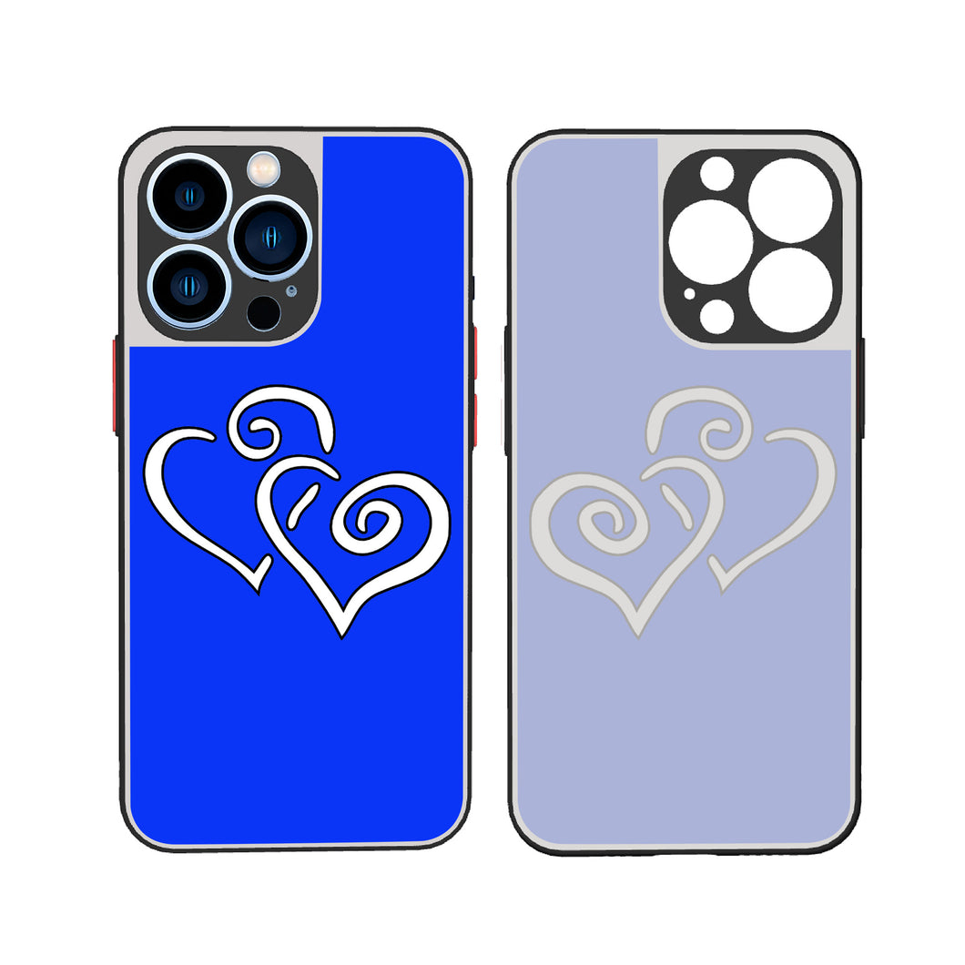 Ti Amo I love you - Exclusive Brand - Blue Blue Eyes - Double White Heart -  iPhone 13 Matte Back with Soft Texture Edge Case (3 cameras)