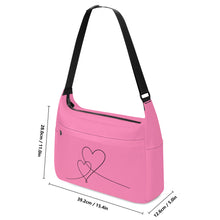 Load image into Gallery viewer, Ti Amo I love you - Exclusive Brand - Babys Blanket Pink- Double Script Heart - Journey Computer Shoulder Bag
