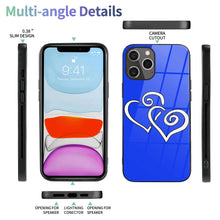 Load image into Gallery viewer, Ti Amo I love you - Exclusive Brand - Blue Blue Eyes - Double White Heart -  iPhone 12 ProMax Glass Case (2 cameras)
