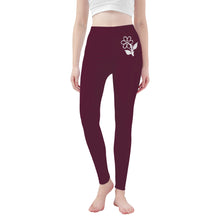 Load image into Gallery viewer, Ti Amo I love you - Exclusive Brand  - Wine Berry - White Daisy -  Yoga Leggings
