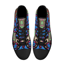 Load image into Gallery viewer, Ti Amo I love you - Exclusive Brand - Cement, Curious Blue, De York, Cerise, Thunderbird Floral Pattern - High-Top Canvas Shoes - Black Soles
