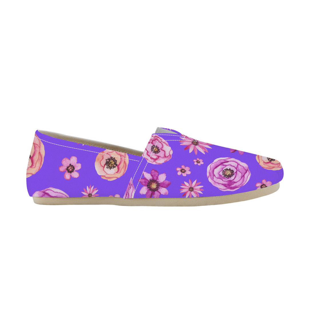 Ti Amo I love you  - Exclusive Brand  -  Light Violet with Flowers - Womens Casual Flats -  Ladies Driving Shoes
