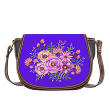 Load image into Gallery viewer, Ti Amo I love you - Exclusive Brand - Dark Purple - Floral Bouquet - Saddle Bag
