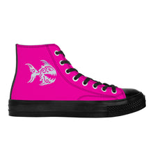 Load image into Gallery viewer, Ti Amo I love you - Exclusive Brand  - Hollywood Cerise - Angry Fish - High Top Canvas Shoes - Black  Soles
