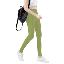 Load image into Gallery viewer, Ti Amo I love you - Exclusive Brand   - Olive Green - White Daisy -  Yoga Leggings
