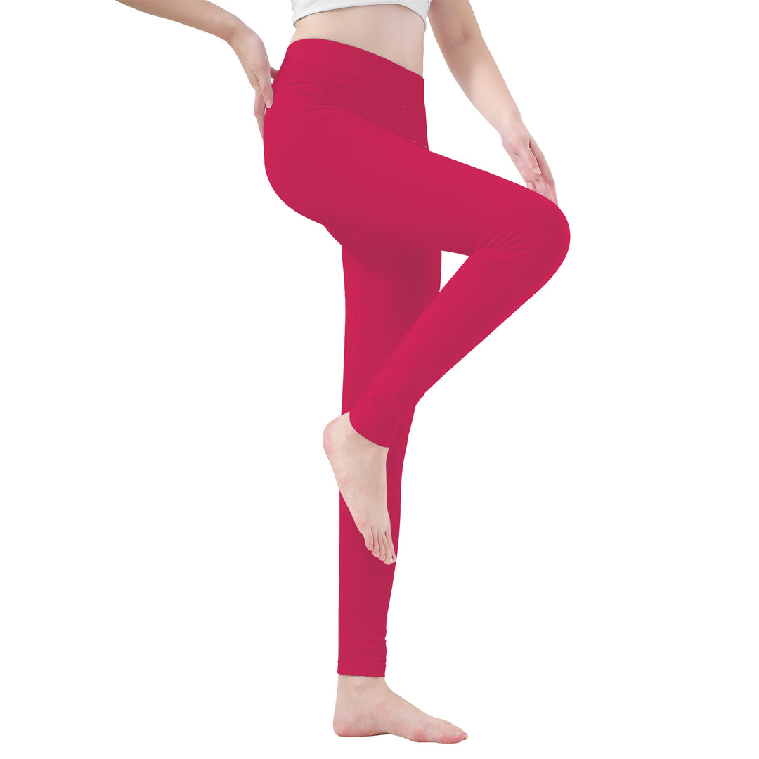 Ti Amo I love you - Exclusive Brand - Cerise Red 2 - White Daisy - Yoga Leggings - Sizes XS-3XL