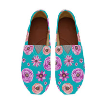 Load image into Gallery viewer, Ti Amo I love you  - Exclusive Brand  - Turquoise with Flowers - Casual Flat Driving Shoe
